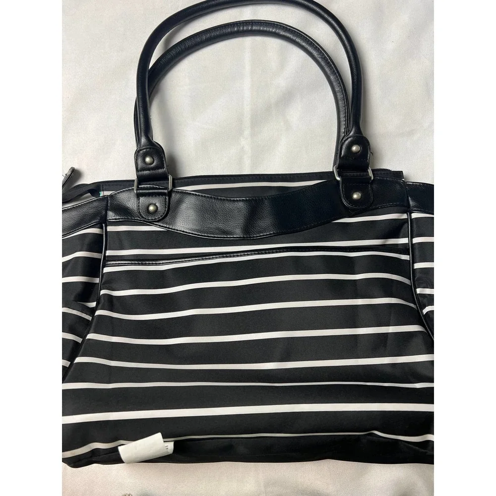 Carter's Black And White Stripe Diaper Bag